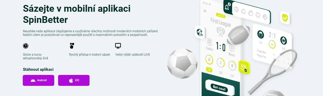 Stránka pro stažení mobilní aplikace SpinBetter